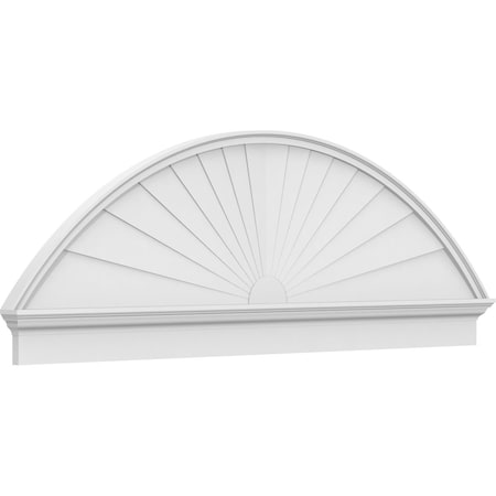 Ekena Millwork Segment Arch Sunburst Architectural Grade PVC Combination Pediment, 78"W x 26-3/8"H x 2-3/4"P PEDPC078X265SEG01